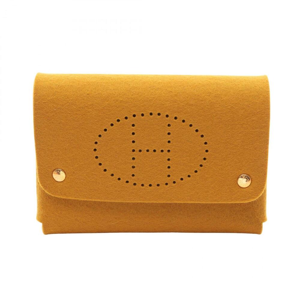 Hermes Etui Carte GM playing card case, handbag, pouch, felt, women's, orange